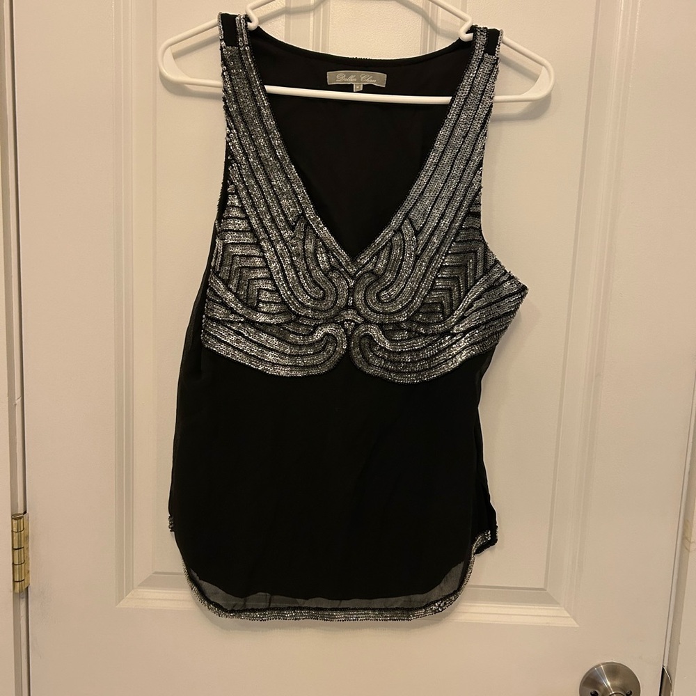 Chic Black and Silver Women's Tank Top